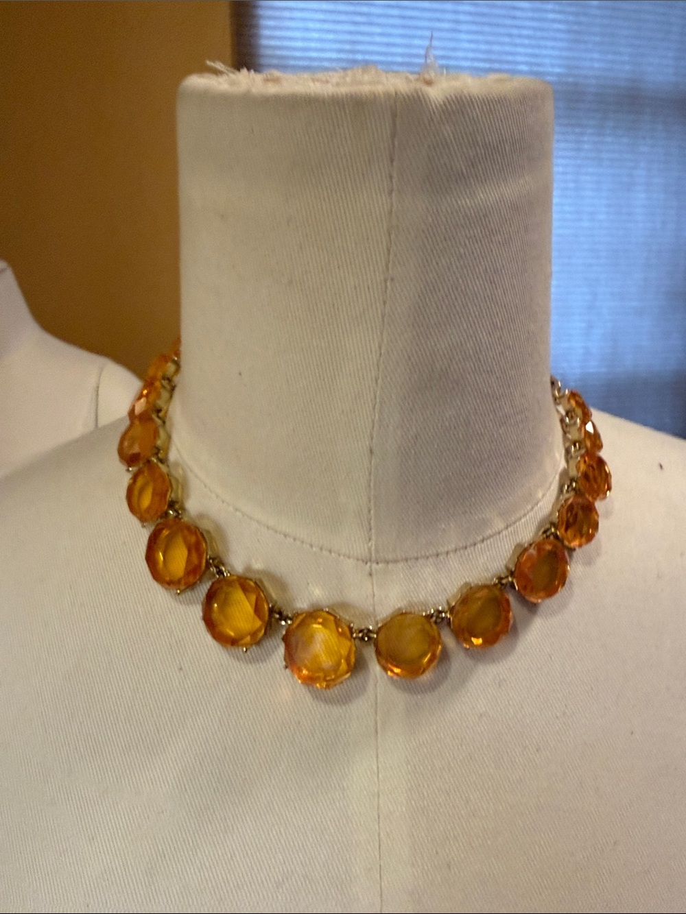 J. Crew Factory Gold-Tone Amber Bezel Crystal Necklace